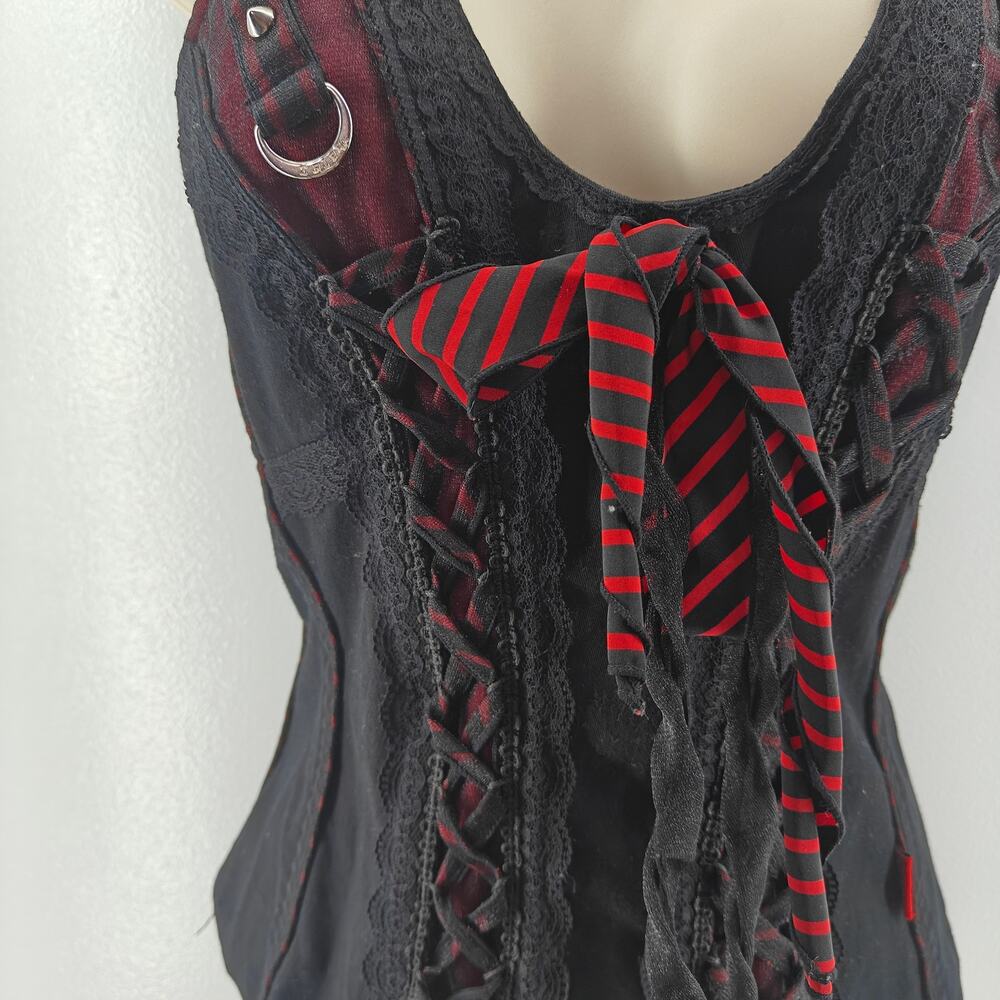 Tripp NYC Halter Vest Corset Top Small Y2K Vintage Rare Scene Red Black - Picture 2 of 8